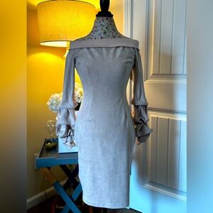 Light Pink Off-the-shoulder Ribbed Dress